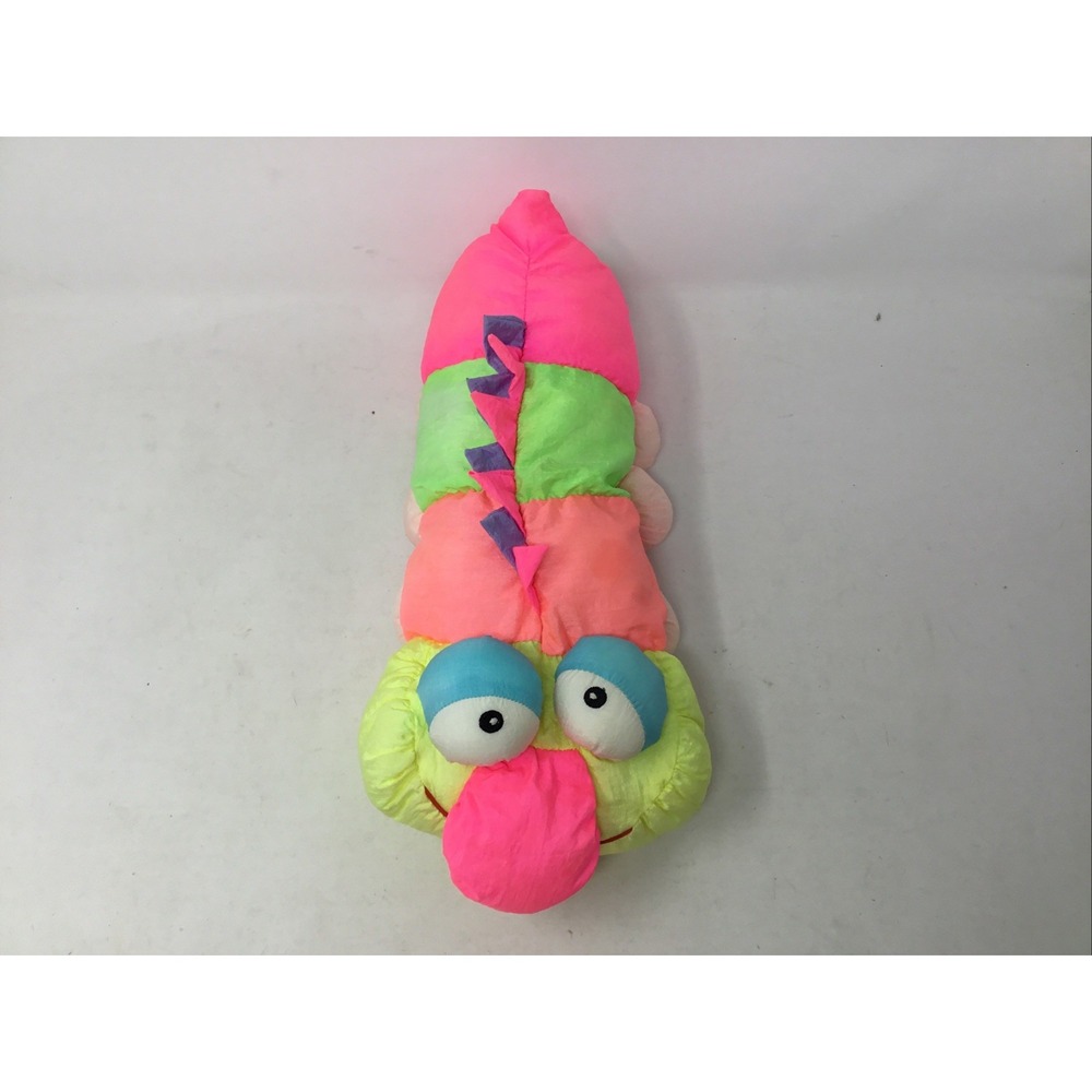 Nakajima Ne-Animals Prestige Toy Neon Caterpillar Worm 13" Plush Nylon Vtg 1989